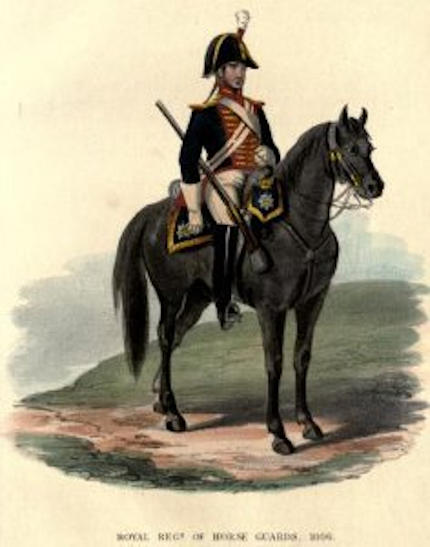 Royal Horse Guard britannica in divisa del 1806 - Immagine in pubblico dominio, fonte Wikipedia