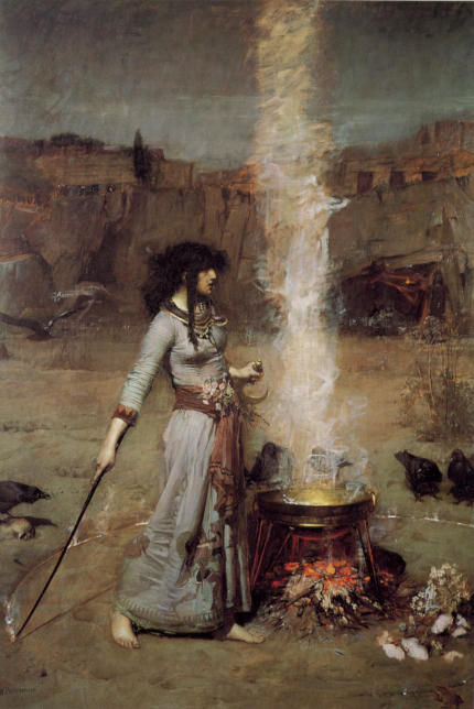 Il Cerchio Magico, olio su tela del pittore John William Waterhouse (1886) - Immagine in pubblico dominio, Fonte Wikimedia Commons, utente Jan Arkesteijn